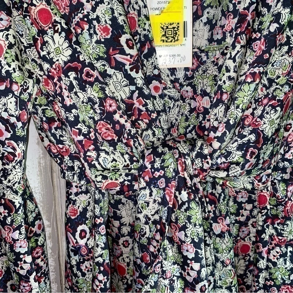 NWT Cinq a Sept Quin Floral Tie Midi Dress - Picture 5 of 8